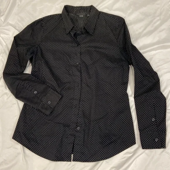 apt 9 black dress shirt APT.9 Slim Fit Modern Luxe Black Solid Wrinkle Free Dress Shirt S 14-14.5 32/33